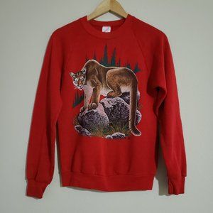 Vintage Red  Crewneck Women Sweatshirt M